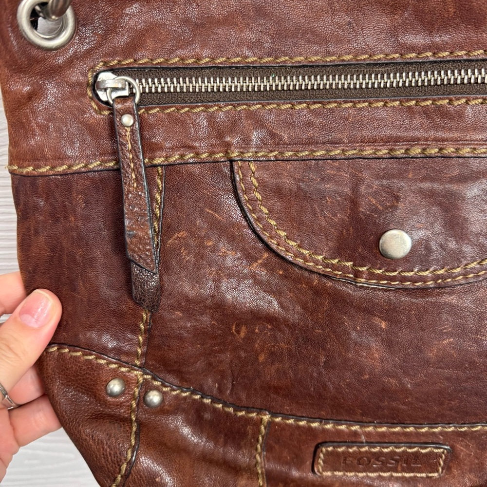 Fossil Brown Leather Crossbody Bag - Picture 4 of 8